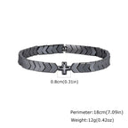 Vnox Cross Beaded Bracelet for Men Him, Dark Gothic Chain Link Jewelry, Punk Religious Statement Gift for Dad Father