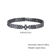 Gothic Punk Cross Beaded Stainless Steel Bracelet