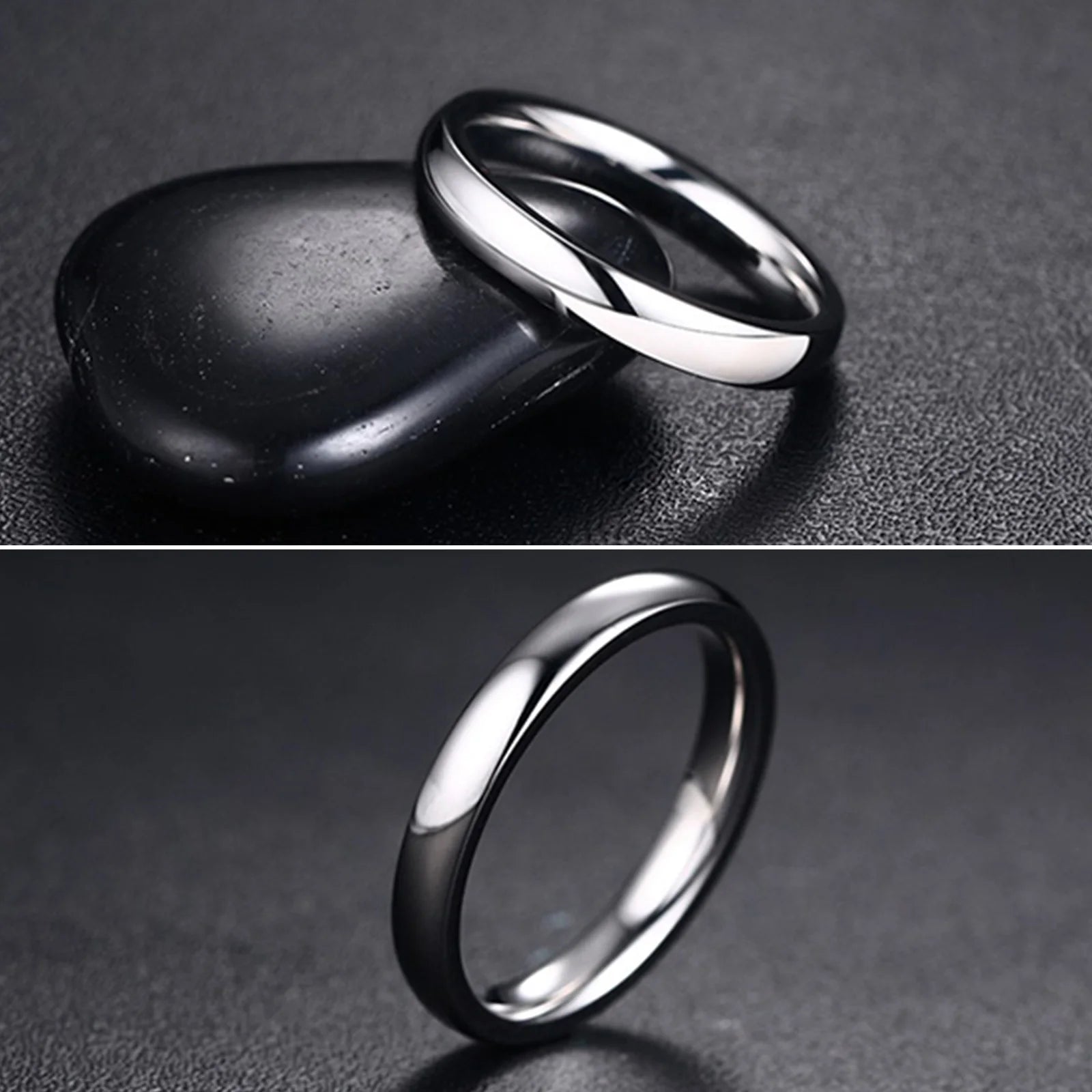 Basic Rings for Men,2/4/6/8/10mm Width Plain Dome High Polished Stainless Steel Wedding Band Promise Ring,Comfort Fit US Size