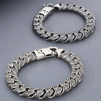 Retro Casting Stainless Steel Man Bracelet Matte Old Silver Color 12MM Curb Link Chain Men's Bracelets Bangles Wrist