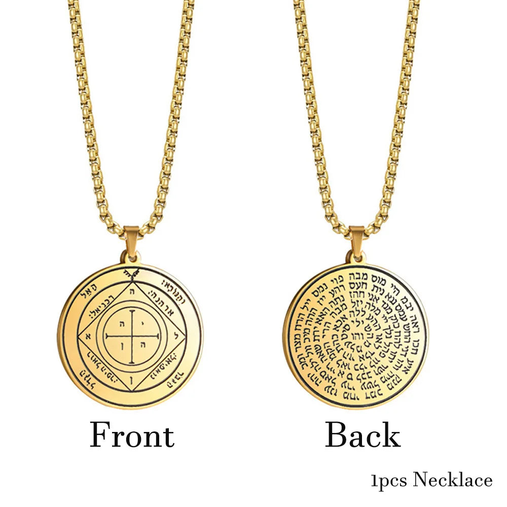 EUEAVAN Key of Solomon Necklace Double Side Third Pentacle of the Venus Protection Love Stainless Steel Necklaces Amulet Jewelry