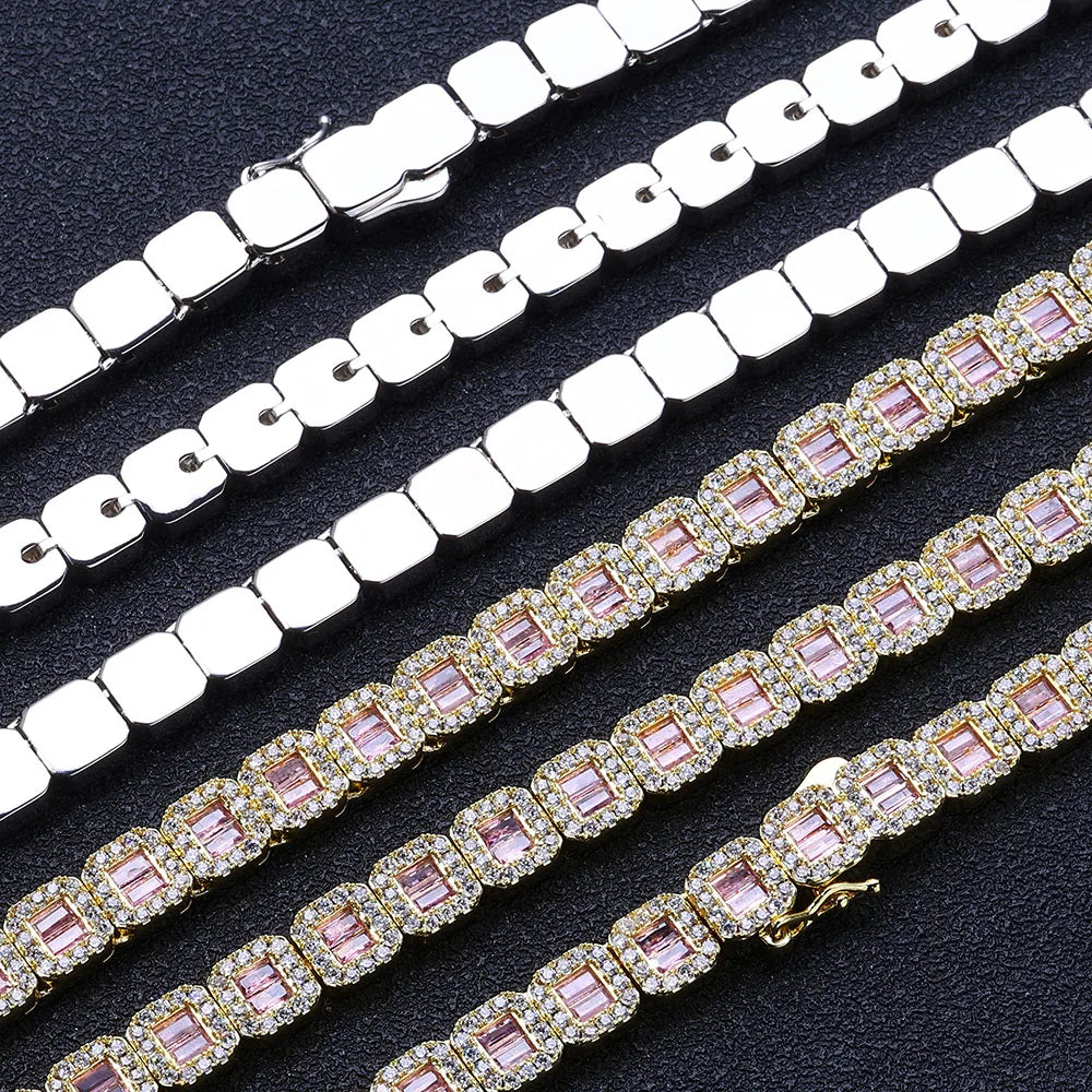 Gold Baguette Tennis Bracelet 8MM Iced Out