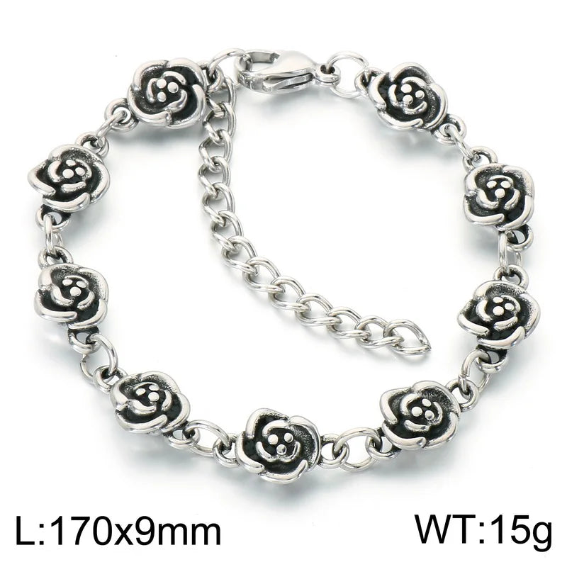 Vintage Gothic Ornate Charm Link Bracelet — Stainless Steel