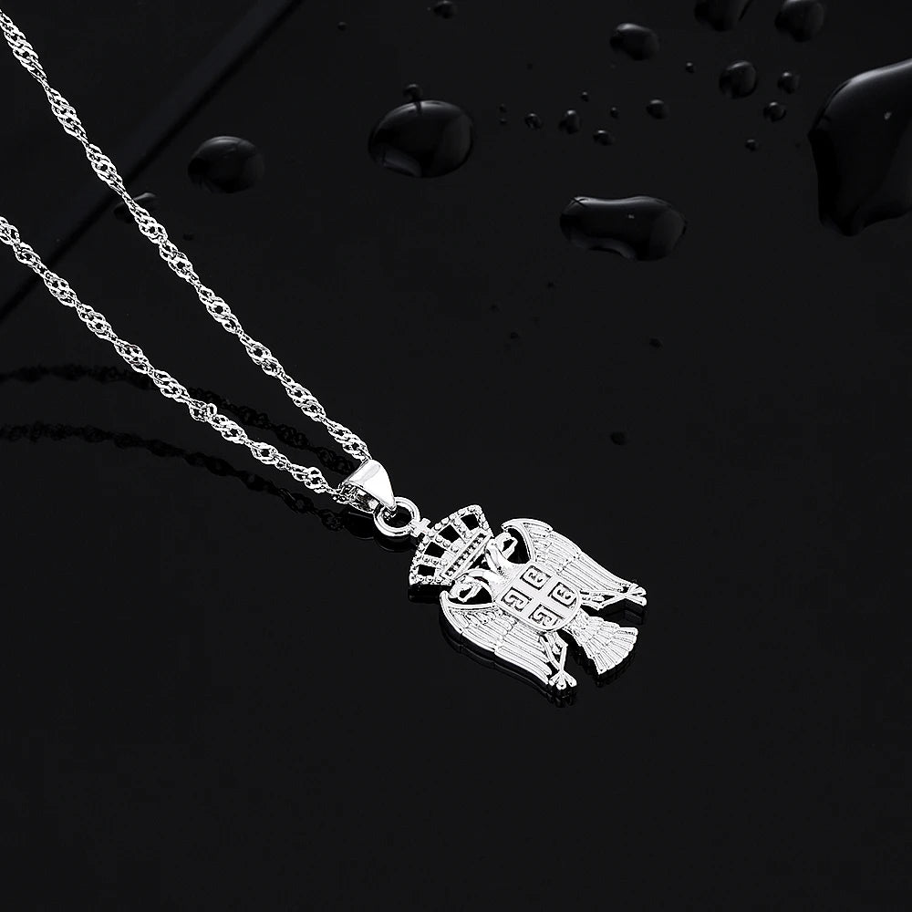 Republic of Serbia Eagle Pendant Necklaces for Women Men Silver Color/Gold Color Srbija Jewelry Serbian Gift