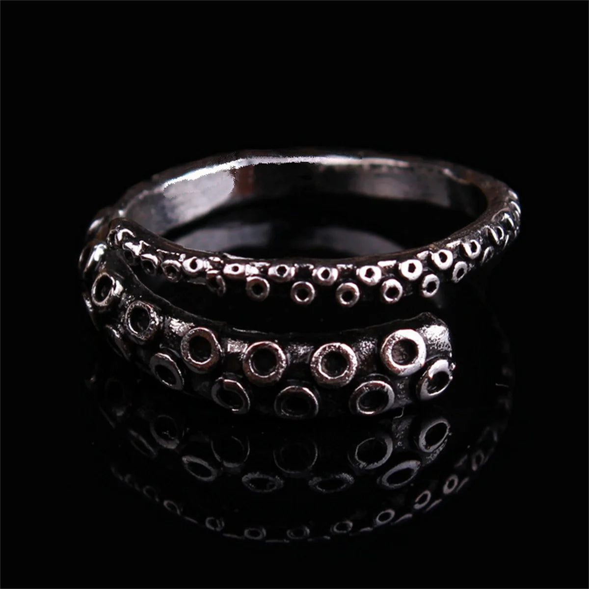 Cool Animal Octopus Rings Simple Punk Gothic Deep Sea Squid Octopus Fashion Jewelry Open Adjustable Antique Silver