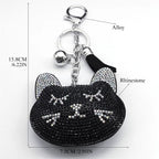 Iced Out Cat Black Pendant Crystal Head Key Alloy
