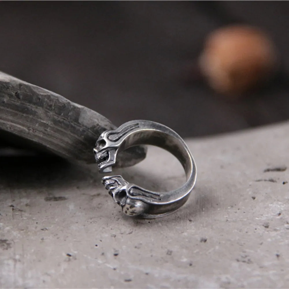 Double Skull Ghost Ring — Stainless Steel