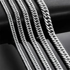 HIYEE 3mm/4mm/5mm/6mm/7mm/8mm Stainless Steel Cuban Link Chains Classic for Men Boy Curb Chunky Necklace Jewelry 14 to 28 Inches