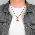 Anchor Sailor Pendant Necklace — Stainless Steel