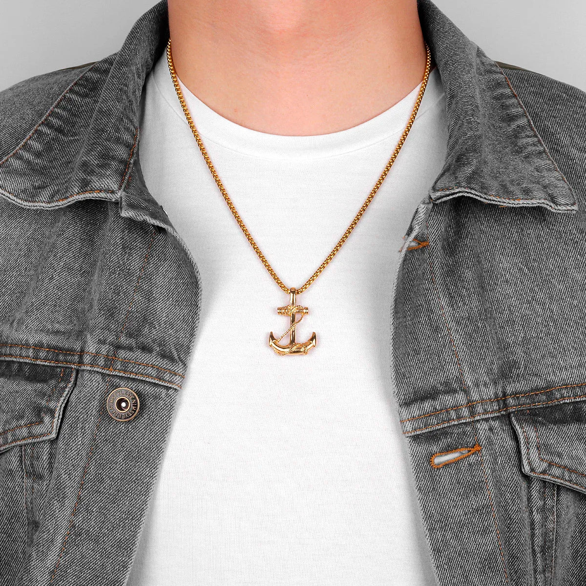 Anchor Sailor Pendant Necklace — Stainless Steel