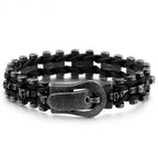 Punk Rock Man Bracelet Stainless Steel Wide Skull Head Link Chain Bracelets for Men Gothic Men's Bikers' Jewelry