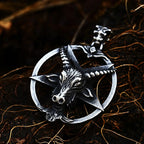 BEIER New Stainless steel Pentagram Pan God Skull Goat Head Pendant Necklace Occult Metal Vintage for Man BP8-342