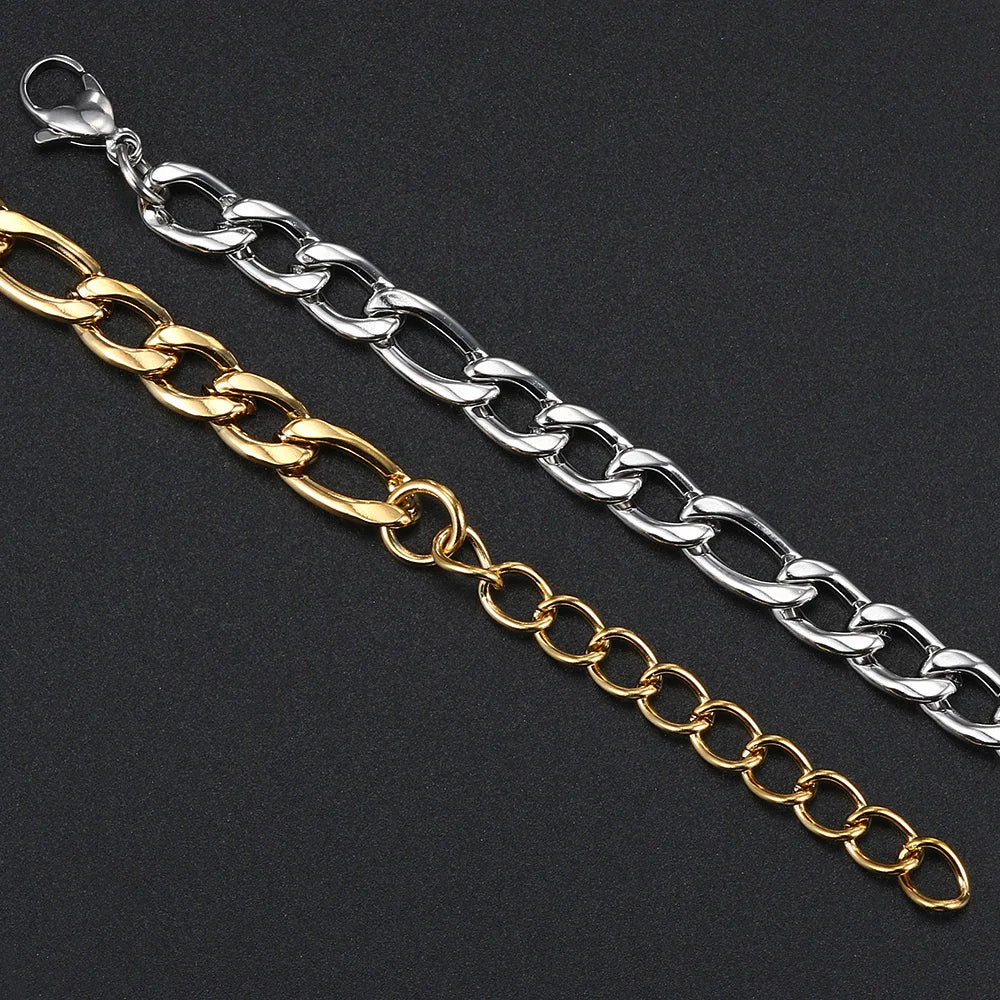 Gold Figaro Bracelet 316L Stainless Steel 5MM