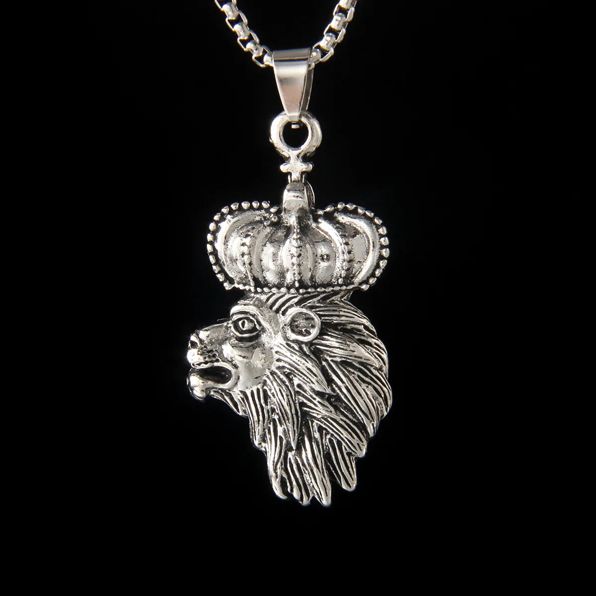 Crown Lion Steel Pendant European American Retro