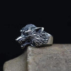 Buyee 925 Sterling Silver Big Ring Finger Cute Wolf Open Ring for Women Men Fashion Personality Rock Punk Fine Jewelry Circle
