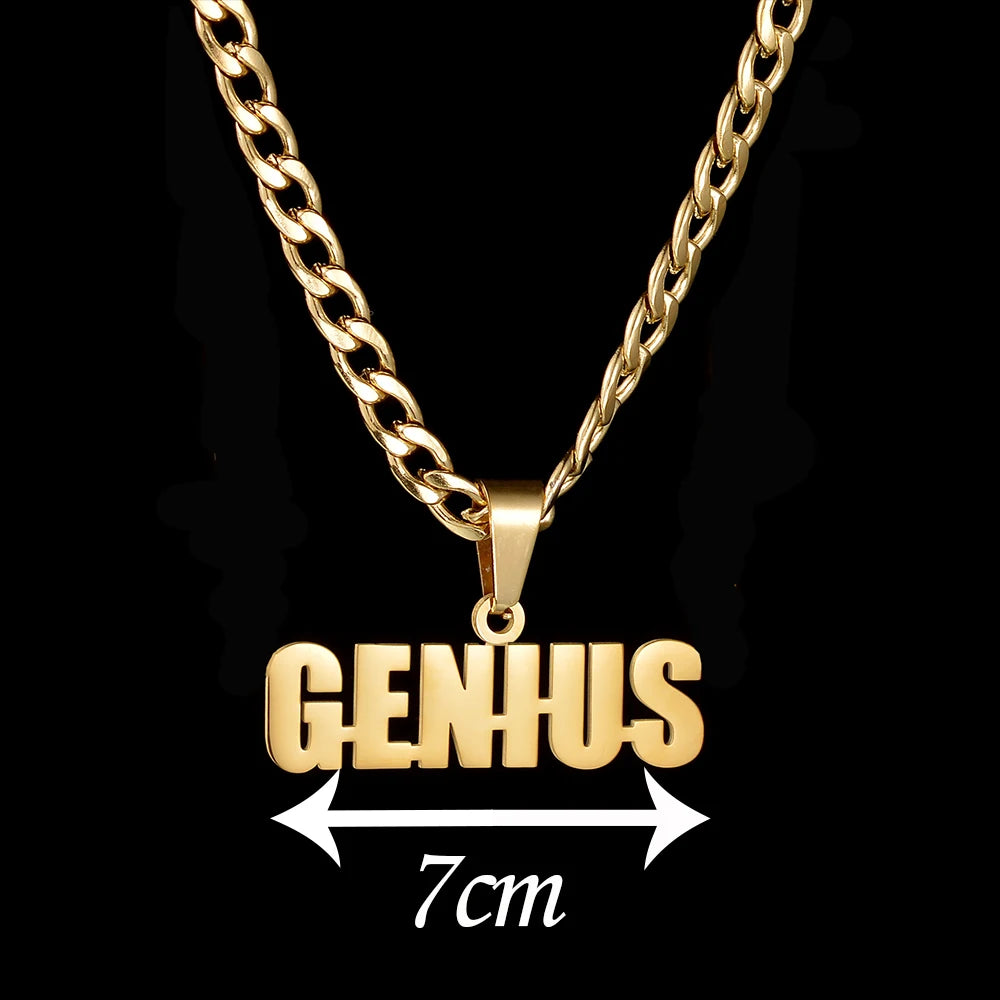 Atoztide Personalized 6mm NK Chain Customized Names Big Pendant Necklace Stainless Steel Thick Chain for Men Women Jewelry Gift