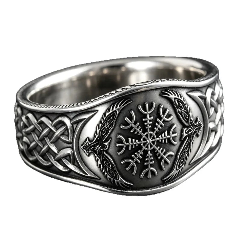 Nordic Viking Compass Shape Ring — Zinc Alloy