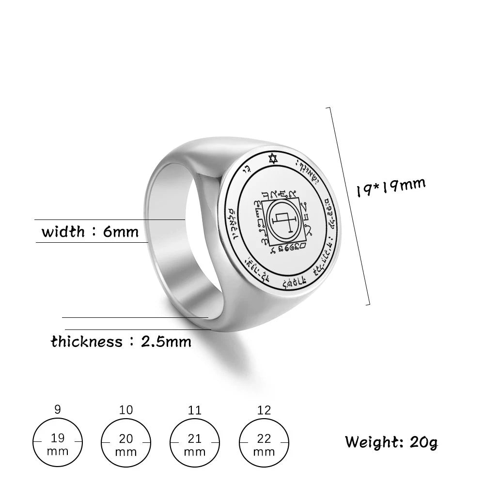 First Pentacle Key of Solomon Ring — Stainless Steel