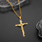 New Explosive Trendy Easter Jesus Cross Men's Necklace Pendant Light Luxury Fashion Trend Niche Men's Necklace Gift