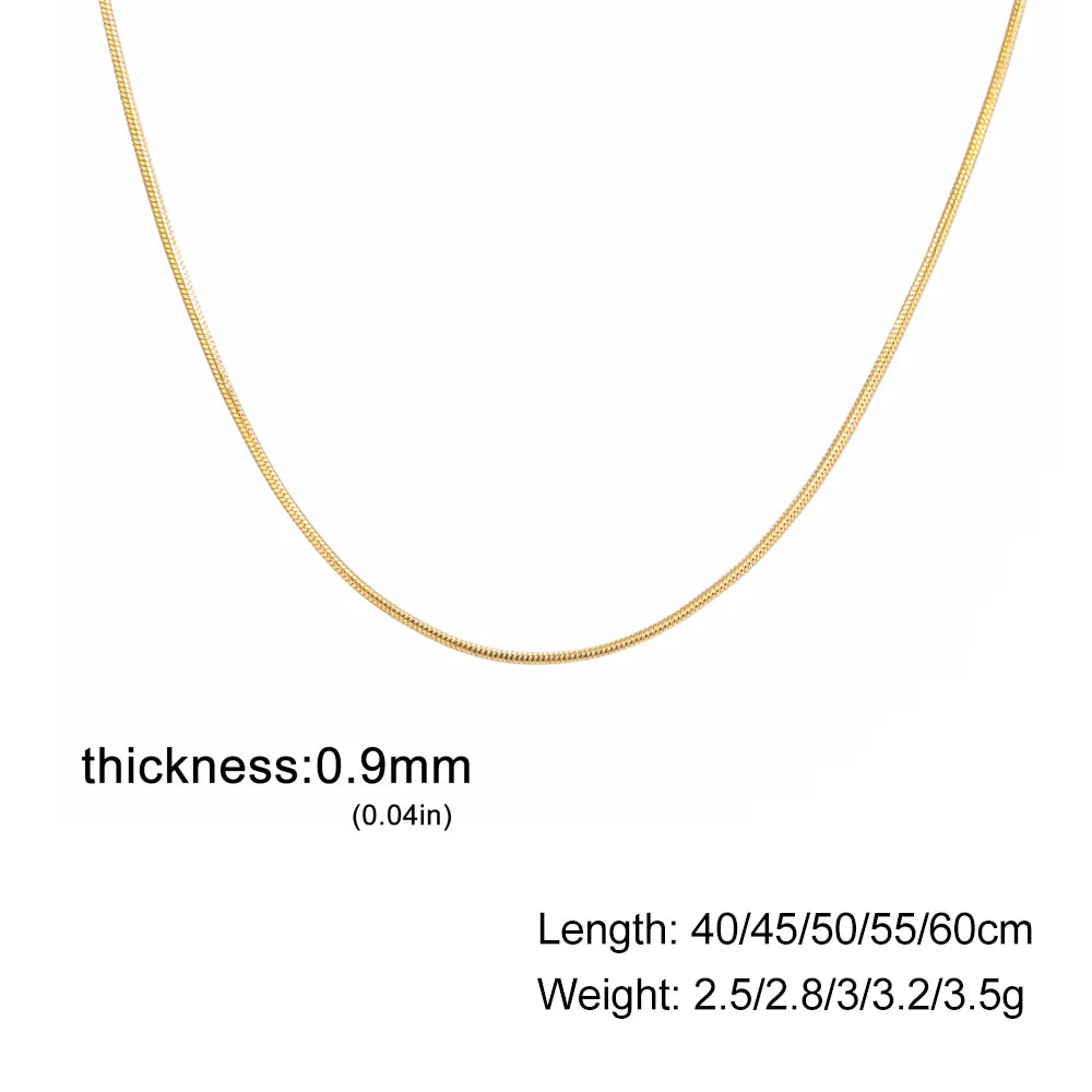Skyrim Round Snake Chains Stainless Steel Necklace Men Women 40/45/50/55/60cm Length Unisex Hip Hop Punk Jewelry Gifts Wholesale