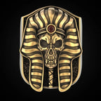 2026 New Egyptian Pharaoh Skull 925 Silver Plated Gold Two tone Ring European and American Exaggerated Punk Punk Ring