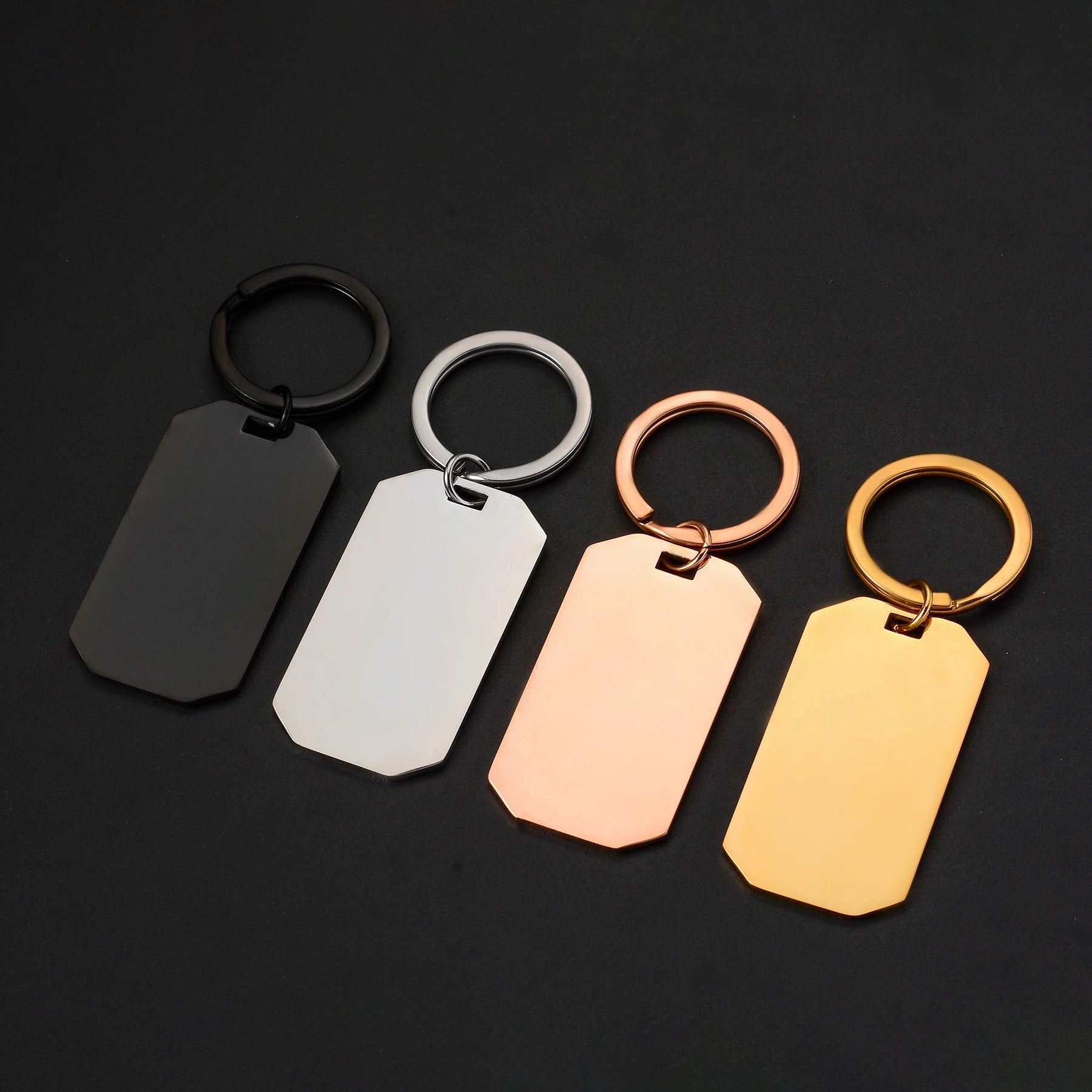 10pcs New Keychain Blank Mirror Polishing Stainless Steel ID Dog Tag Waterproof Jewelry DIY Custom Keyring for Women Men