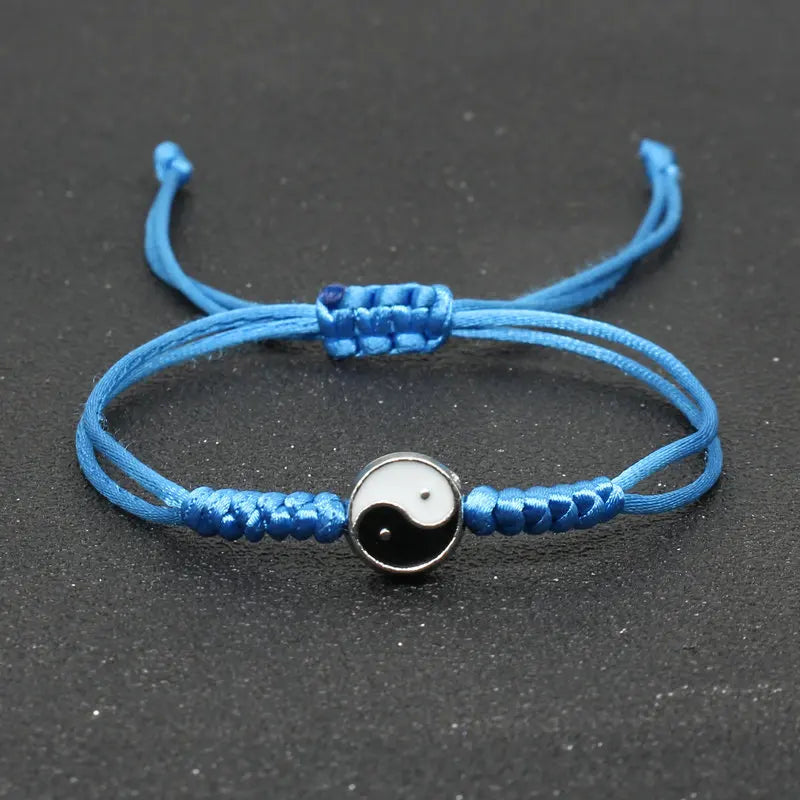 Yin Yang Braided String Bracelet — Adjustable, Multiple Colors