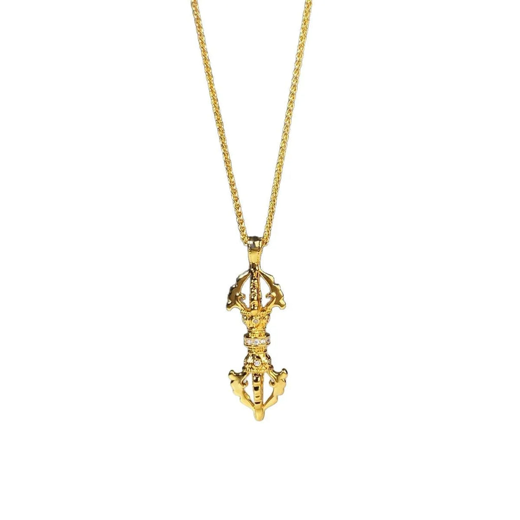 Luxury jewelry 9999 24K real gold vajra necklace with diamond pendant necklace 24K certificate version