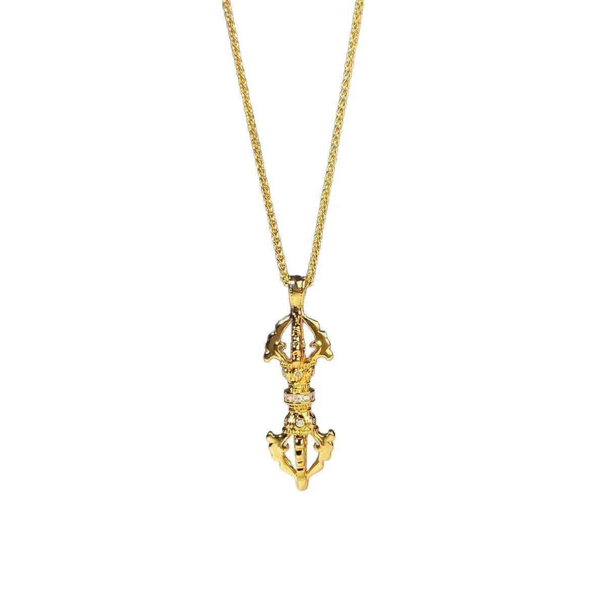 Luxury jewelry 9999 24K real gold vajra necklace with diamond pendant necklace 24K certificate version