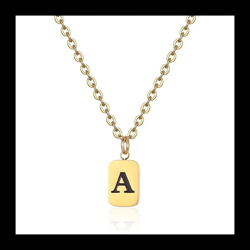 Letter Pendant Square Chain — Gold
