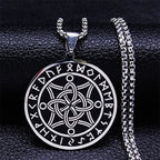 Witchcraft Celtic Witch Knot Pendant Necklace for Women Men Stainless Steel Slavic Protection Amulet Jewelry nudo de