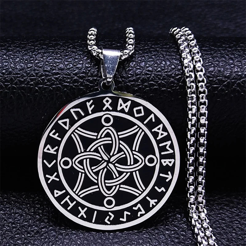 Witchcraft Celtic Witch Knot Pendant Necklace for Women Men Stainless Steel Slavic Protection Amulet Jewelry nudo de