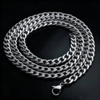 HNSP 316L Stainless Steel Curb Cuban Flat Link Chain Waterproof Necklace For Men Jewelry Minimalist Punk Style Accessories