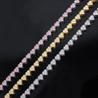Hip Hop Heart Shape Crystal Tennis Chain Choker,For Men And Women，Fashion Cuba Chain Necklace Valentine's Jewelry Gift