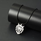 Polishing Stainless Steel Hollow Crown Lion King Pendant Necklace Fashion Cool Rock Party Motorcycle Jewelry for Men