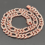 3:1 Figaro Link Chain Choker Necklace For Men Women 2tone Gold Silver Color Iced Out Rhinestones Miami Cuban Hip Hop