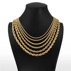 Hot Selling 2/3/4/5/6mm 316L Rope Chain Necklace Stainless Steel Never Fade Waterproof Choker Men Women Gold Color