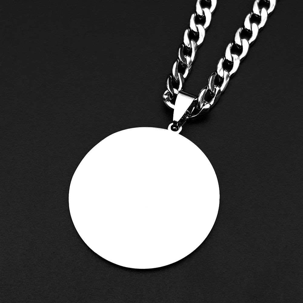 Saint Christopher Protect Us Enamel Medal Pendant Necklace for Women Men Stainless Steel Christian Chain Amulet Jewelry