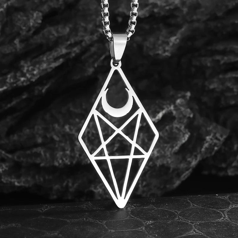 Stainless Steel Gothic Mysterious Ghost Death Band Symbol Pendant Necklace Personalized Punk Jewelry for Men and Women
