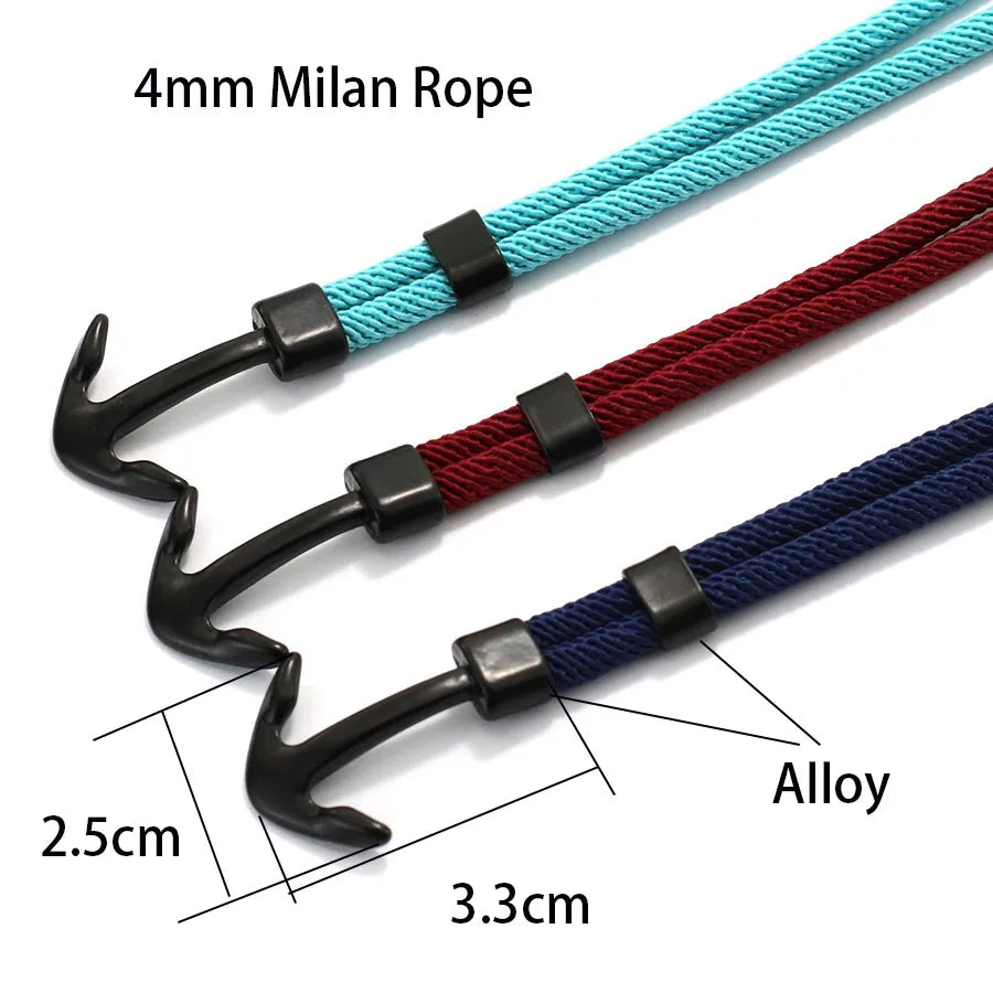 Nautical Anchor Rope Bracelet 4mm — Outdoor Sailing, Multi-Color