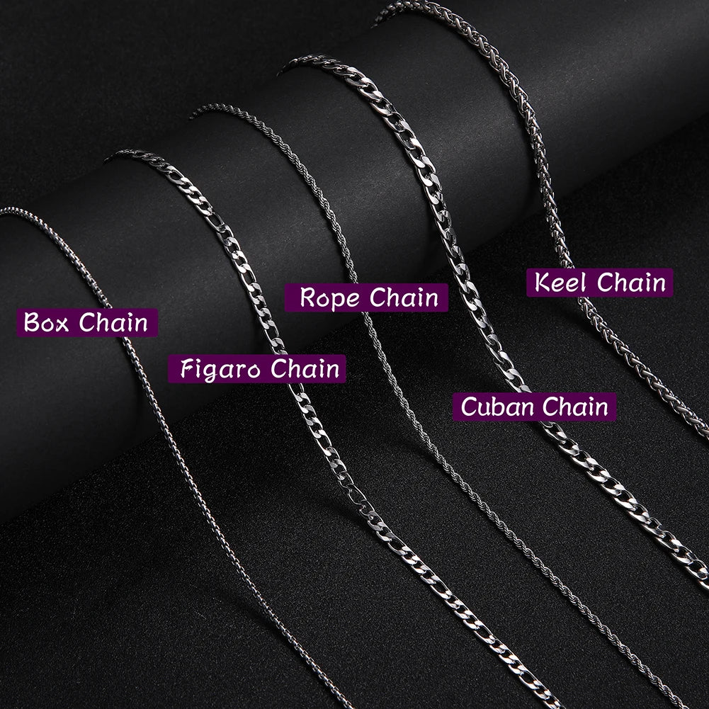 My Shape Basic Cuban Chain Necklaces for Men Chains Punk Figaro Box Curb Chain Chokers Lobster Clasp Fashion Male