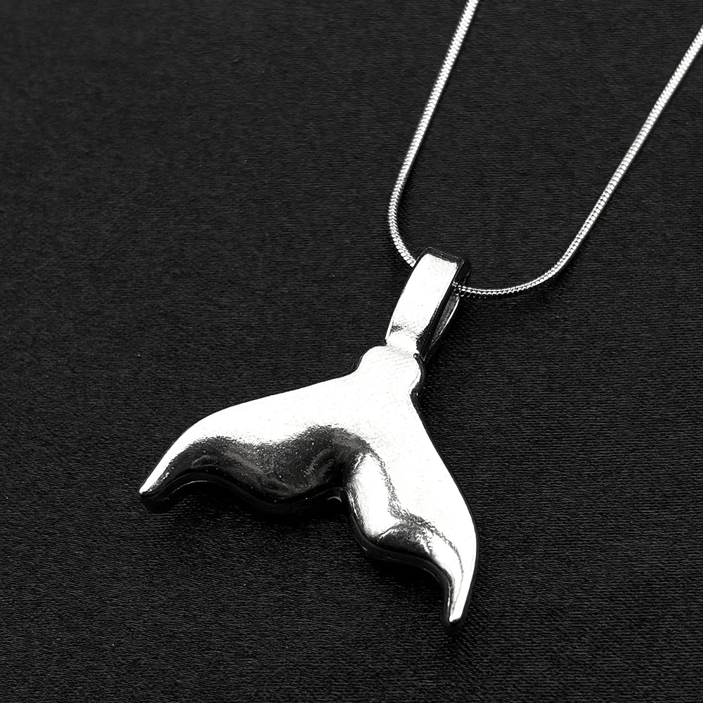 Whale Tail Pattern Pendant Necklace For Women Men Stainless Steel Silver Color  Hiphop Male Party Wedding Choker Jewelry Gifts