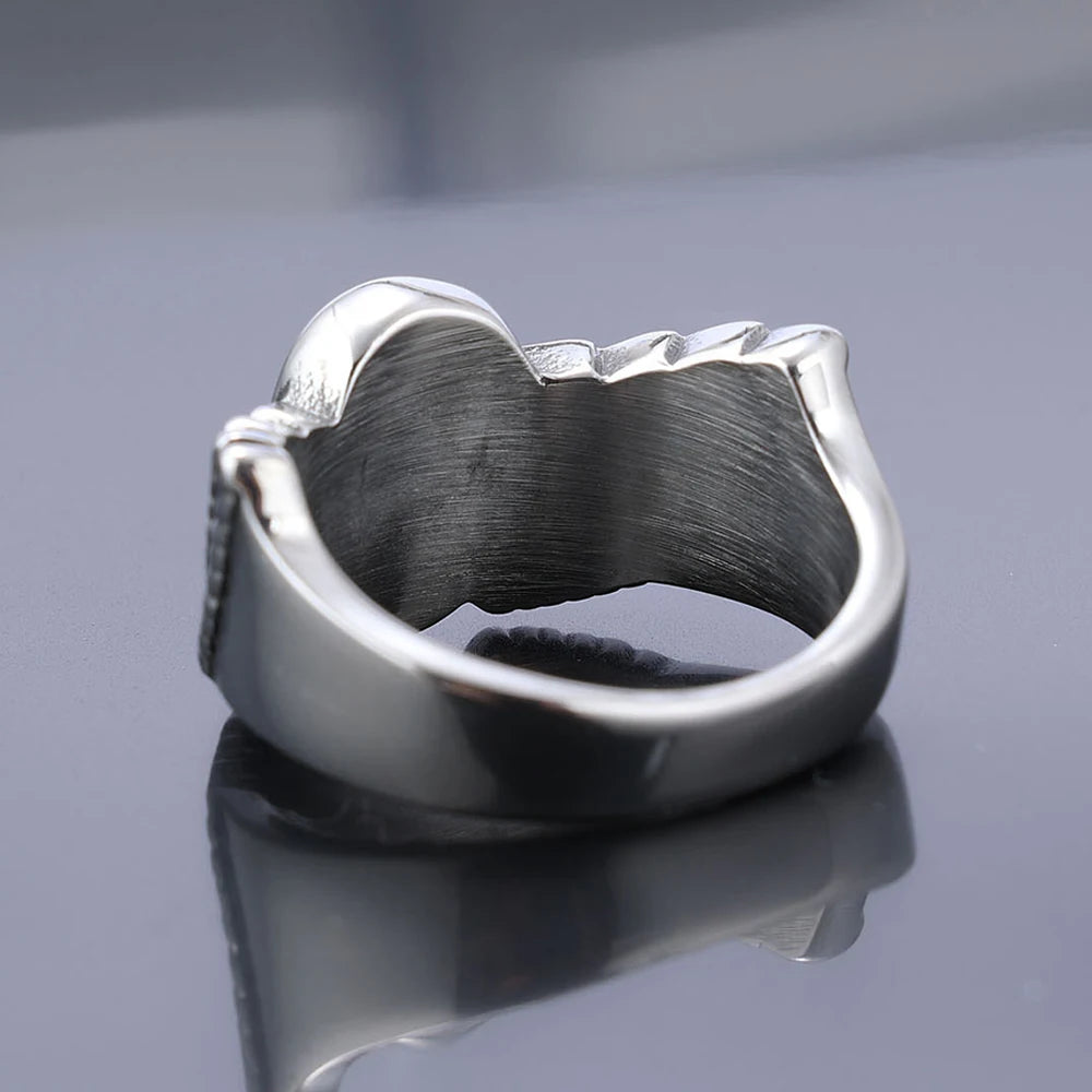 Angel Wings Skull Ring — Stainless Steel