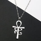 Egyptian Eye of Horus Ankh Cross Necklace Religious Amulet Life Symbol Protection Punk Charm Pendant Choker Jewelry for