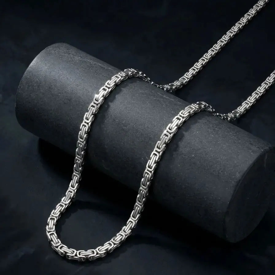 Stainless Steel Byzantine Chain Necklace for Men Minimalist Hip Hop Link Chain 4mm 5mm Silver Waterproof Neck Jewelry