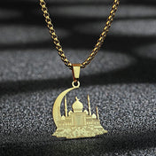 Islamic Mosque Crescent Moon Pendant Necklace — Stainless Steel