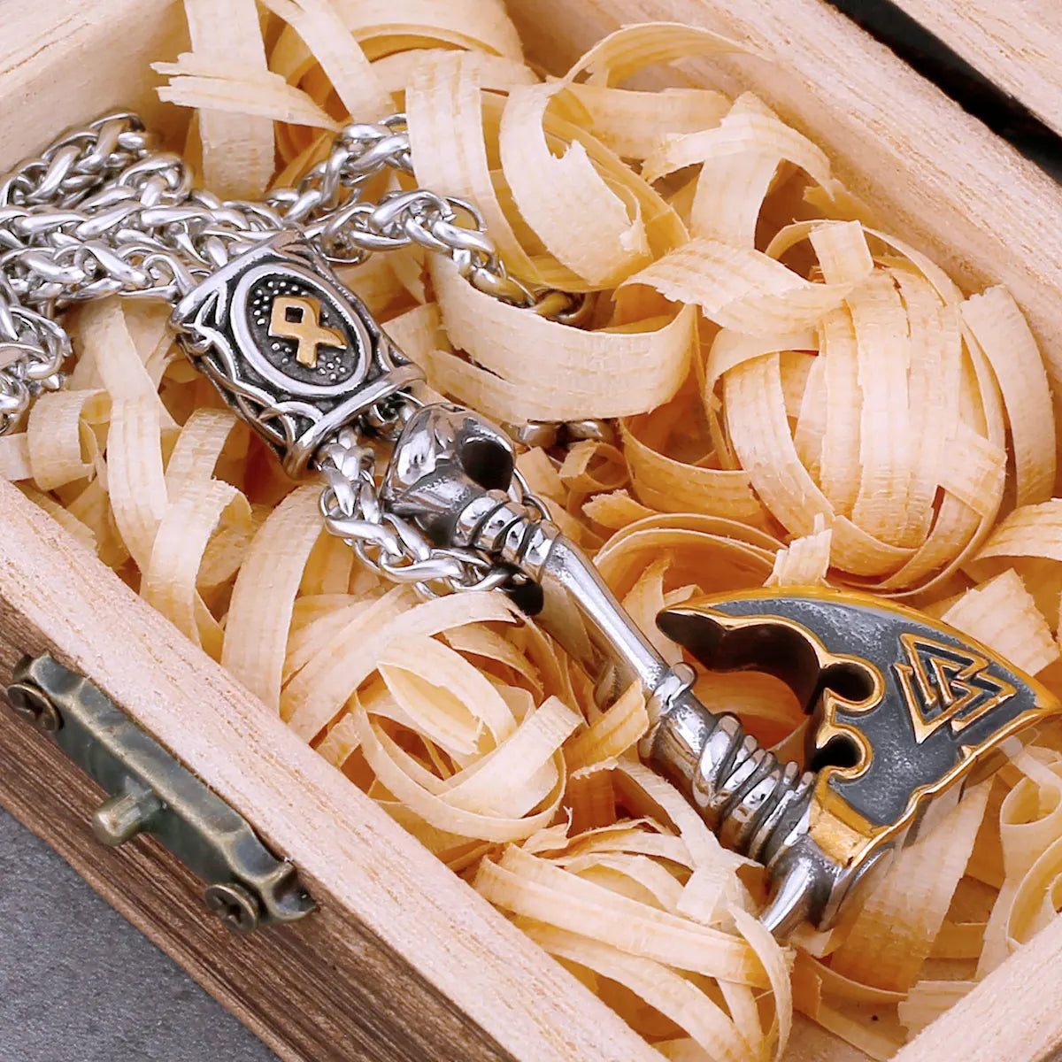 Viking Rune Axe Pendant Necklace — Stainless Steel