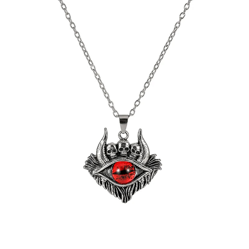 Antique Evil Eye Pendant Necklace For Women Men Creative Punk Hollow Star Colorful Eyeball Connect Choker Chain Jewelry