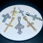 New Iced Out Bling CZ Cross Pendant Necklace Silver Color Prong Setting Cubic Zirconia Jesus Charm Men Women Hip Hop