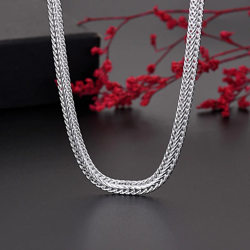 Y2K Silver-Tone Geometric Necklace Bracelet Set, 6mm